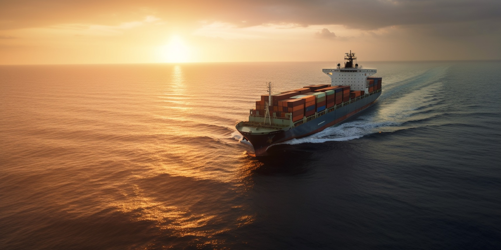 Image of a container ship in the ocean